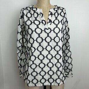 Ann Taylor LOFT The Softened Shirt Patterned Long Sleeve Tunic Top